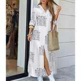 Sisshe Fashion Print Sexy Shirt Maxi Dress