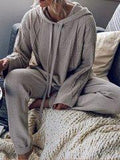 Gray Casual Hoodie Cotton-Blend Long Sleeve Sweaters Suits