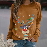 White Cute Elk Christmas Irregular Women's T-shirt