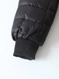 FLEECE QUILTED COTTON THERMAL SLIM ZIPPER DOWN JACKET