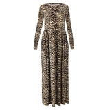 Leopard Print Pocket Design Bodycon Maxi Dress