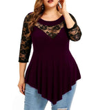 Plus Size Women Casual Irregular Shirt Off Shoulder