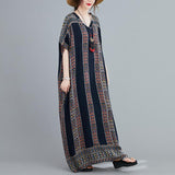 Cotton V-neck bohemian maxi dress