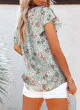 Butterfly Sleeves Floral Print Blouses Tops