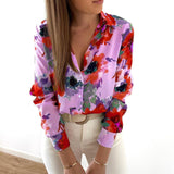 Turn-Down Collar Floral Button Shirts