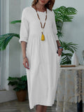 Puff Sleeve V Neck Maxi Long Dress