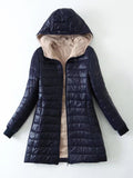 FLEECE QUILTED COTTON THERMAL SLIM ZIPPER DOWN JACKET