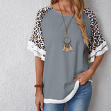 Casual Leopard Print Patchwork T Shirt