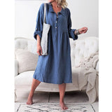 Loose button mid-length dress