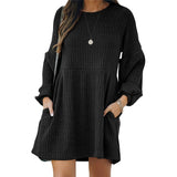 Round Neck Long Sleeve Knitted Dress