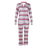 Christmas Stripe Printed Long Sleeve Pajamas Home Wear Casual Set