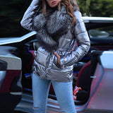 Womens winter faux fur collar coats