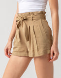 RUFFLE TRIM BEIGE SHORT 2021