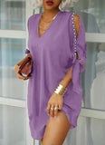 Sexy V-Neck Casual Solid Loose Dress