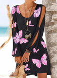 O-Neck Mini Dress Women Beach Dresses