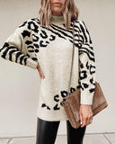 Leopard Print Turtle Neck Sweatshirt