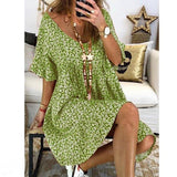 Shirt Sexy V Neck Boho Floral Print Dress