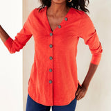 Cotton Casual V Neck Large Size Tops