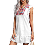 Fringe-Breasted Embroidery Casual Dress