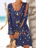 O-Neck Mini Dress Women Beach Dresses