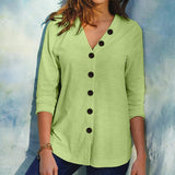 Cotton Casual V Neck Large Size Tops