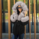 Wool Blends Thickened Fur Collar Pike Coats