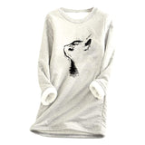 Printed plush sweater-cat head (S-5XL)