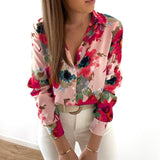 Turn-Down Collar Floral Button Shirts