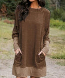 Cotton-Blend Long Sleeve Casual Hoodies Dress