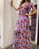 Purple Rose Sleeveless Maxi Dress