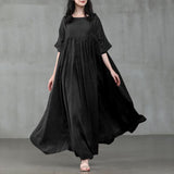 O Neck Half Sleeve Sundress Casual Solid Party Dress