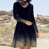 Long Sleeved V-neck Pullover Dress