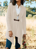 Leather Buckle V-Neck Long Sleeve Cardigan