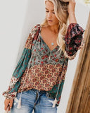 Wild vintage floral print cream blouse