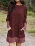 Cotton-Blend Long Sleeve Casual Hoodies Dress