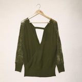 V-neck Lace Hollow Out Sweater