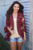 Floral Printed Lace Patchwork Chiffon Cardigan