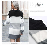 Splicing Knit Round Leader Sleeve Set Skirt