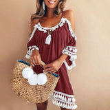 Tassel Dress Off-shoulder Party Beach Dresses