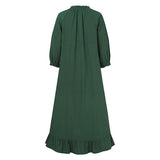 Elegant Button Ruffle Dress Women's Autumn Sundress