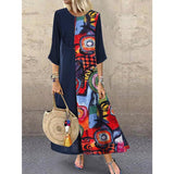 Abstract Painting Stitching Long Skirt