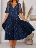 Urban Polyester V neck Natural Wedding  X-Line Dresses for Women