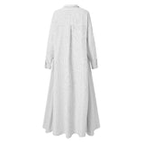 Elegant Lapel Robe Women's Autumn Cotton Sundress