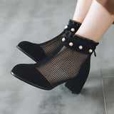Autumn pearl lace mesh boots(FREE SHIPPING)