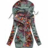 Casual Butterfly Print Hooded Zip Jacket