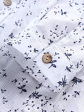 Temperament printed loose long-sleeved stand collar shirt Cotton-Linen