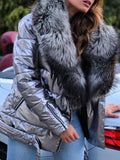 Womens winter faux fur collar coats