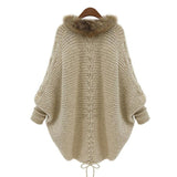 Soft Fur Collar Batwing Sleeves Cardigans