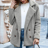 Women New Button Fur Coat Lace Loose Velvet