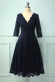 Lace Formal Dress with 3/4 Sleeves